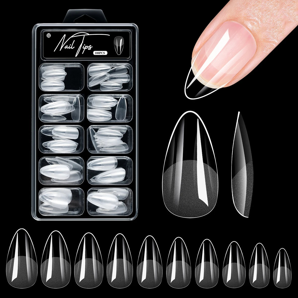 100/600Pcs Short Almond Nail Tips Soft Gel Nail Tips Full Cover False Nail Tips For Acrylic Nails  Salon Home Press On Nails