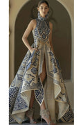 Floral Embroidered Fit & Flare Maxi Dress – Sleeveless with Pockets