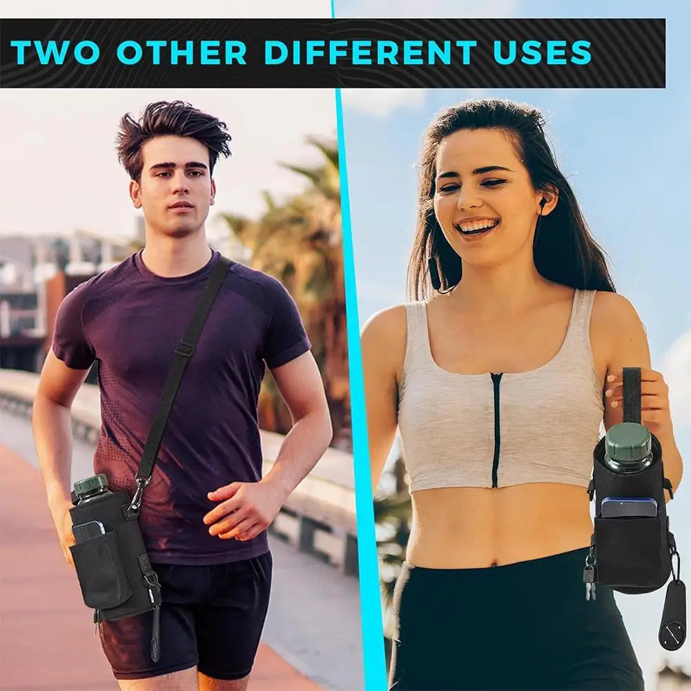 Magnetic Gym Water Bottle Bag – Hands-Free Sling Carrier for Workouts