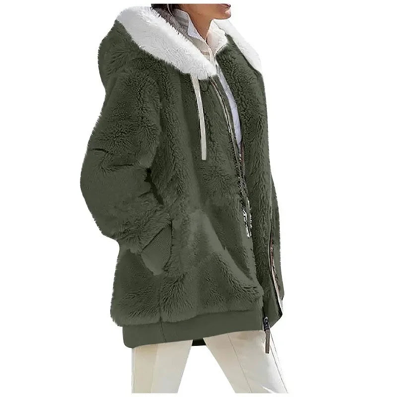 Women's Hooded Fleece Jacket – Cosy Zip-Up Coat