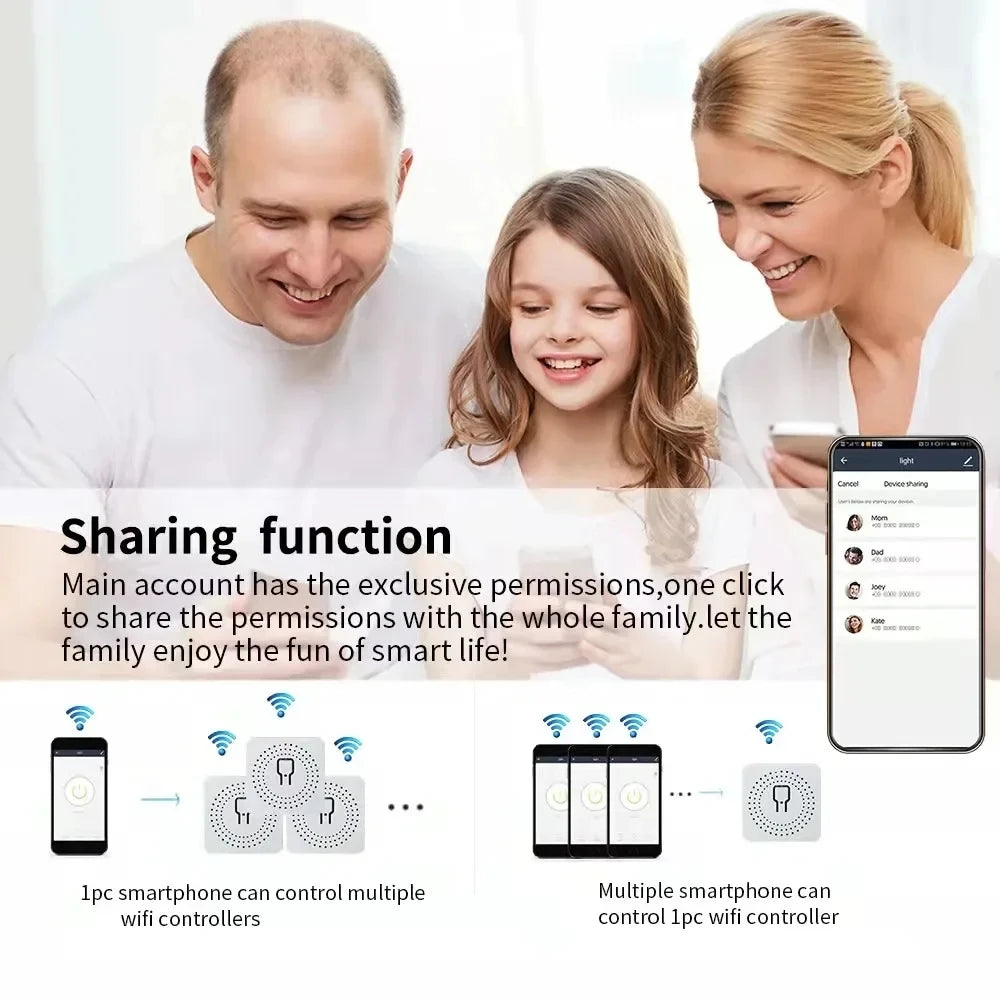 Tuya WiFi Smart Switch 16A  Module 2-way Control Mini Switch Breaker Smart Life Work With Alexa Google Alice 1/10pcs