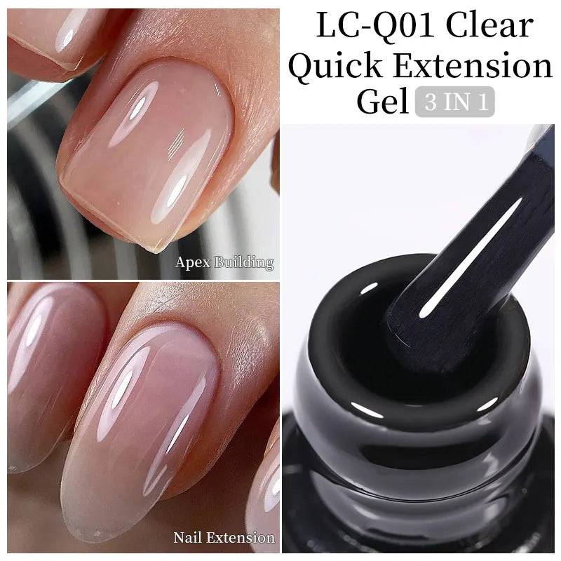 LILYCUTE 15ML Quick Extension Gel Nail Polish Milky White Clear Pink Color French Manicure Finger Prolong Nail Hard Gel Varnish