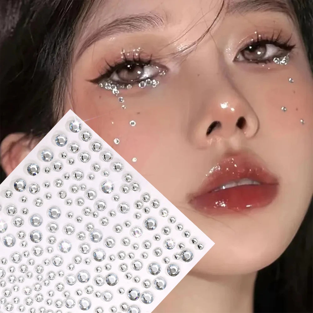 3D Rhinestone Face Tattoo Stickers For Festival Glitter Makeup Jewelry Sticker On Face Crystals Gems Jewels Diamonds Decoration