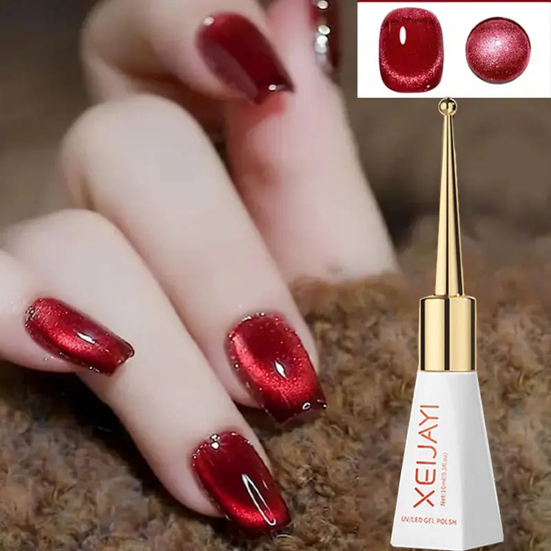 3pcs Pink Cat Eye Gel Nail Polish & Magnet Tools Set 1ja(0.34oz ) Magnetic Cats Eye Nail Gel UV Semi-permanent Varnish Nail Supp