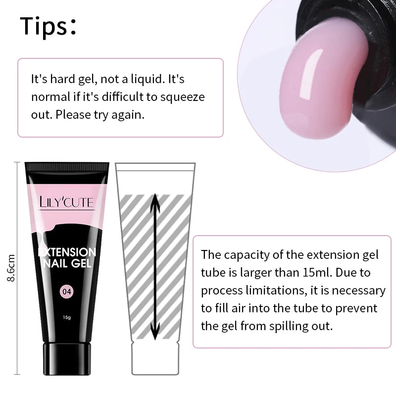 LILYCUTE 15ML Quick Extension Gel Nail Polish Milky White Clear Pink Color French Manicure Finger Prolong Nail Hard Gel Varnish