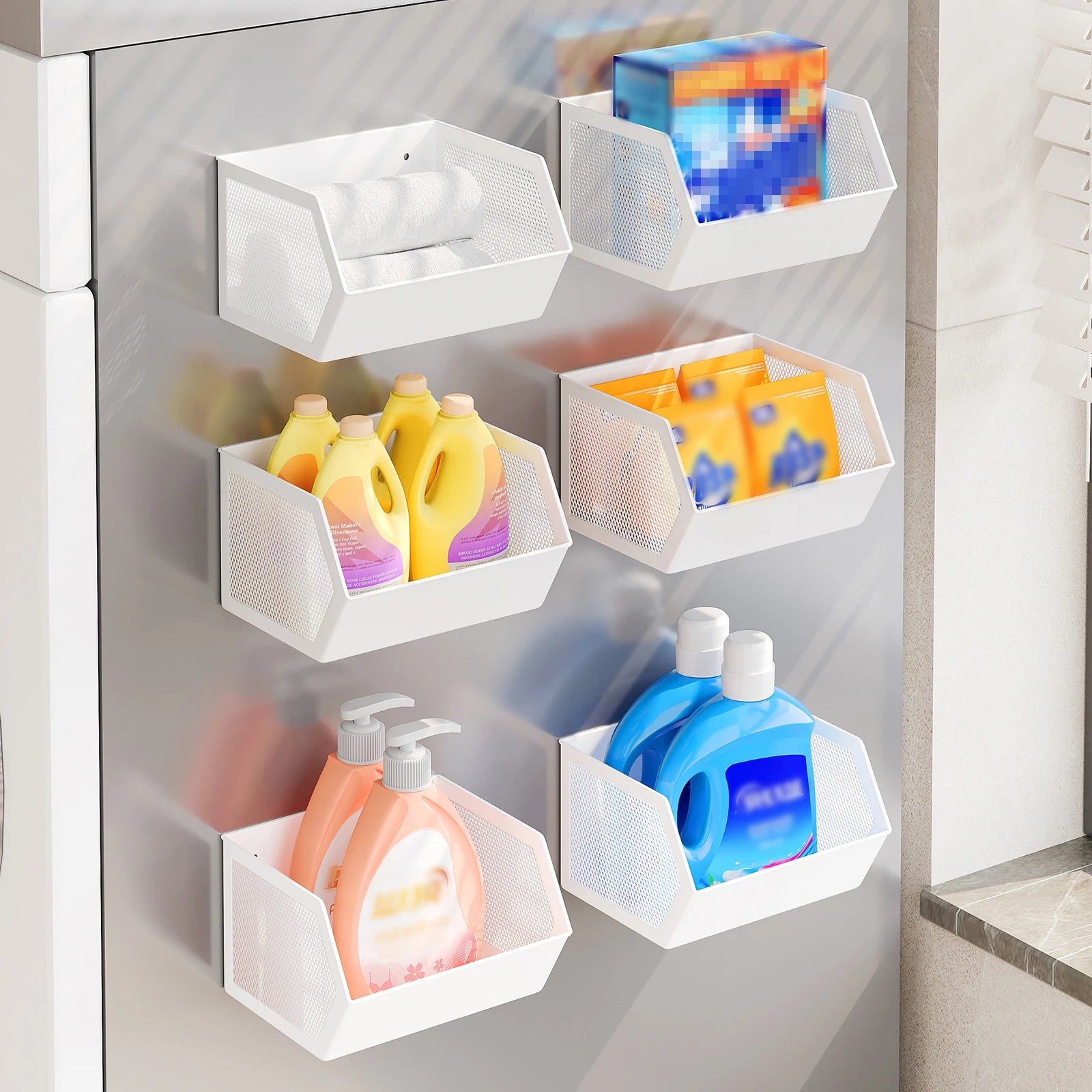 Magnetic Storage Rack for Balcony, Side of Washing Machine, Laundry Detergent Drying Ball, Bathroom Roller Side Magnetic Storage Shelf, No Drilling Required