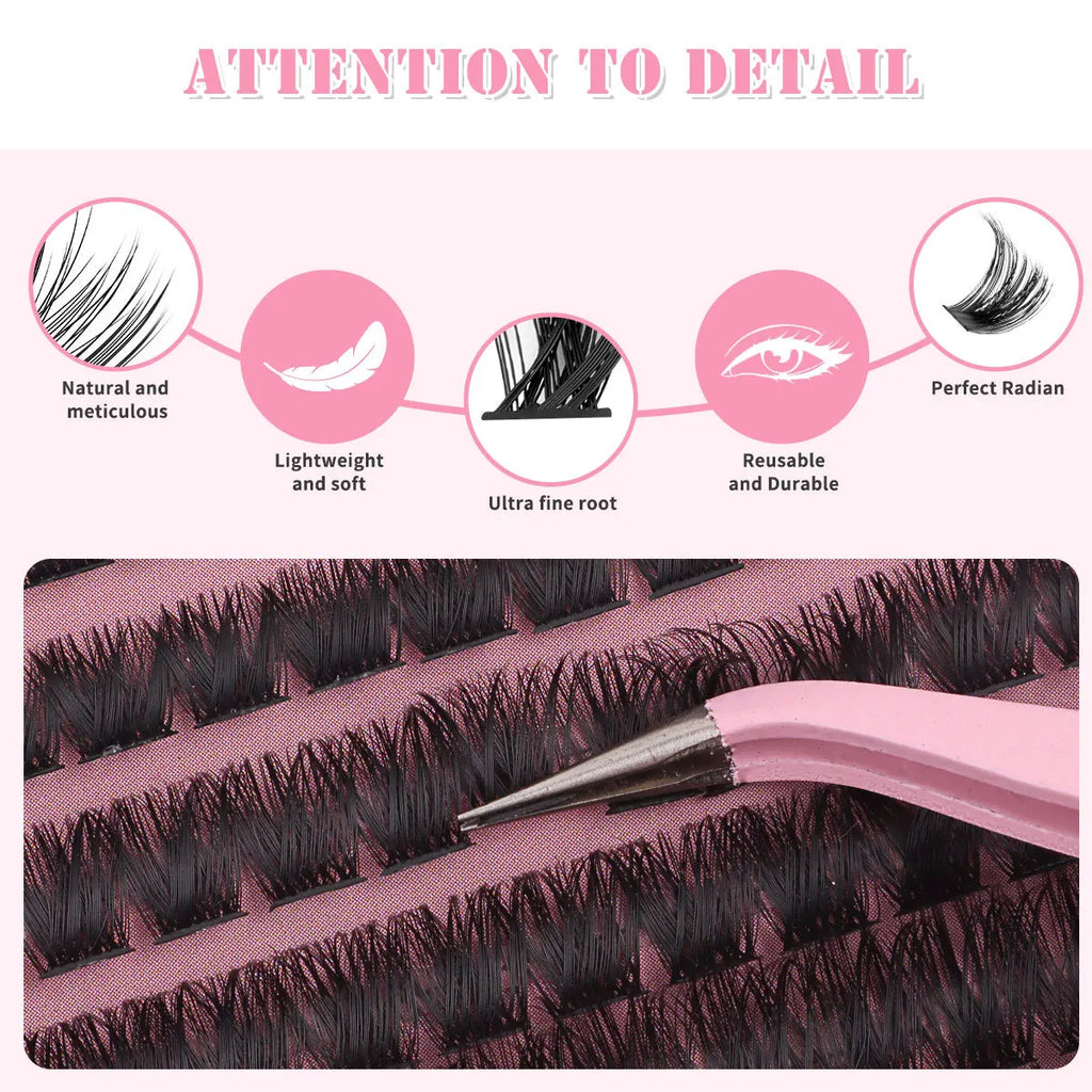 MJ 640pcs 30D/40D/50D/60D Individual Lashes Book Clusters Extensions False Eyelash DIY at Home Cluster Eyelash Extensions Makeup