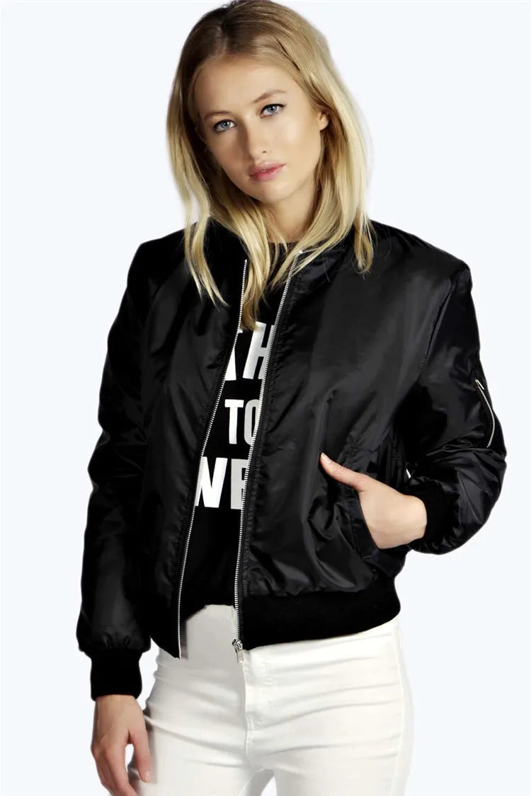 Women's Autumn Bomber Jacket – Slim Fit Zipper Coat