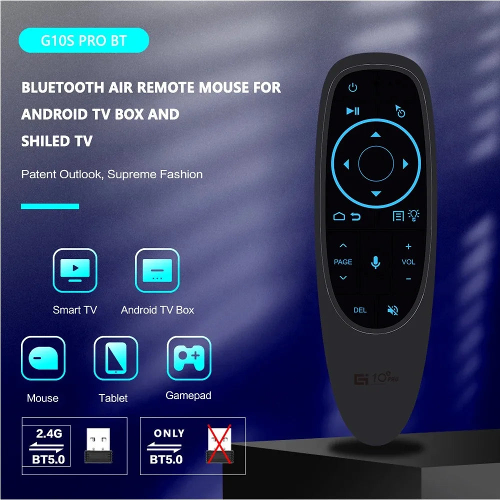 G10S PRO BT Voice Remote Control 2.4G With BT5.0 Wireless Air Mouse Gyroscope Smart Remote Backlit For PC Smart Android TV