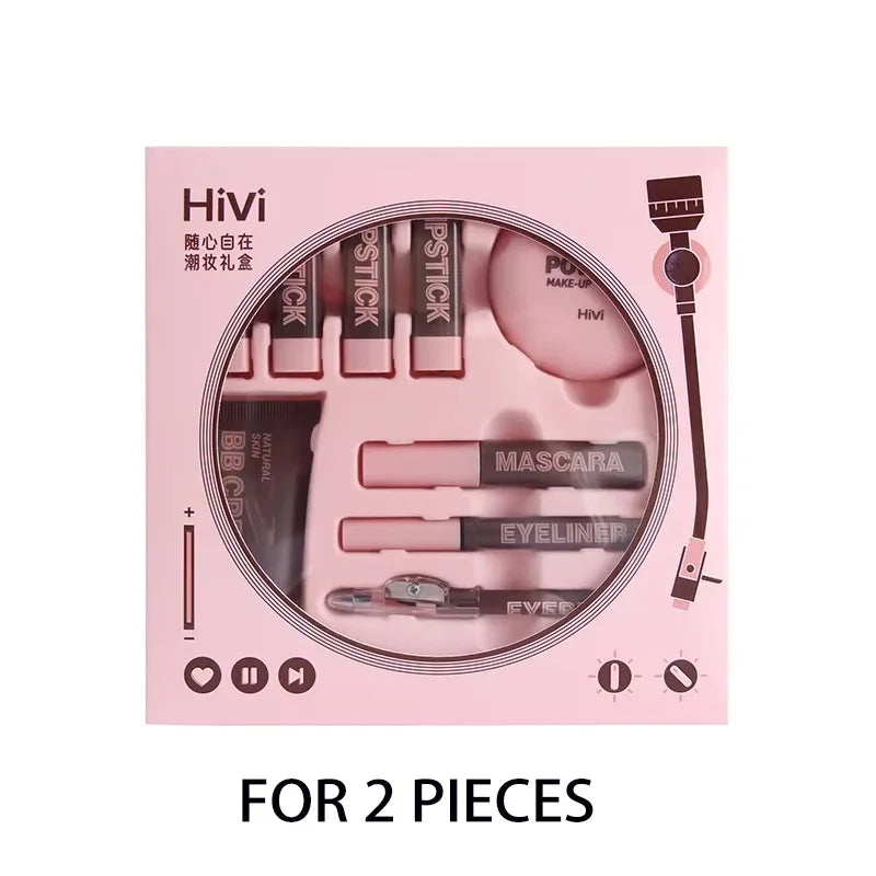 Women's Christmas makeup set, 9 lipsticks & powder press &BB cream & eyebrow pencil & mascara & eyeliner set,for women and girls