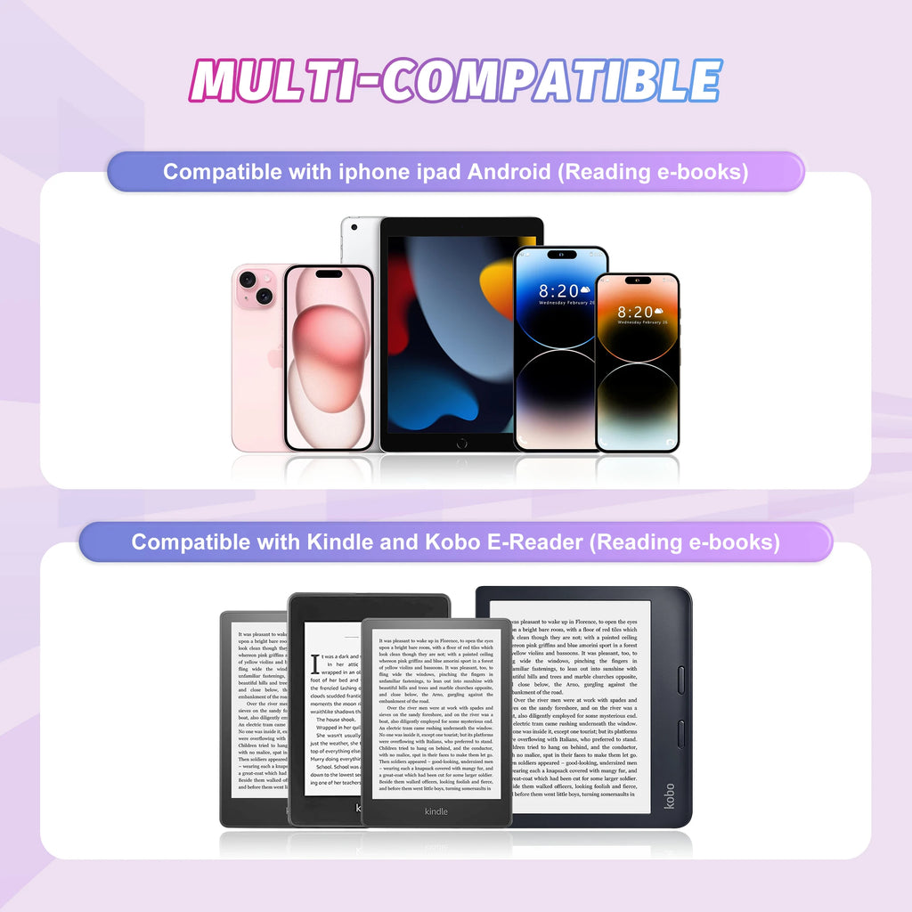RF Remote Control Page Turner for Kindle Paperwhite Kobo eReader Automatic Page Flipping for Kindle Tablets Page Turner Device