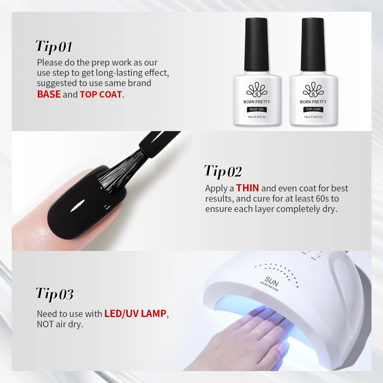 BORN PRETTY 10ml Gel Nail Polish Gel 130 Colors Semi Permanent Solid Nail Gel Varnish Soak Off UV Gel for Base Top Coat