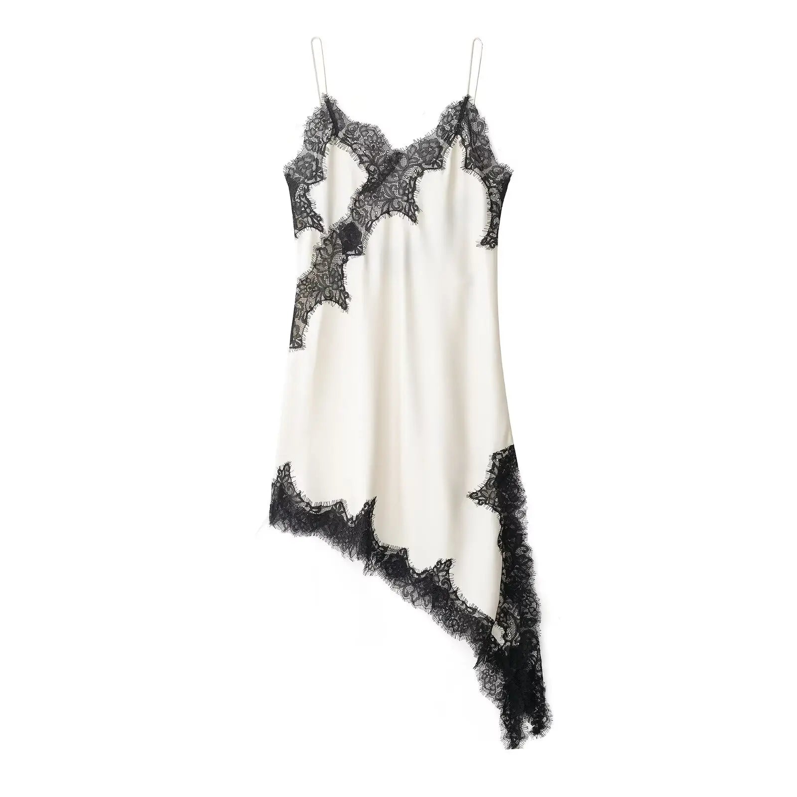 Luxe Lace-Spliced Satin Mini Dress – Sleeveless Backless Party Dress