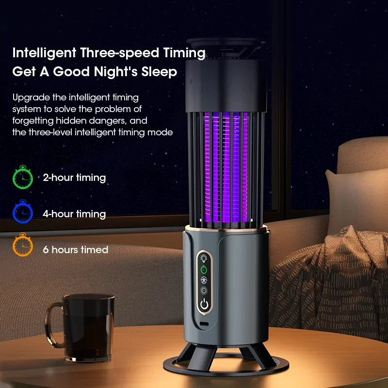 Insect Fly Trap Mosquito Killer Lamp Camping Lantern Usb Timing Electric Mosquito Swatter Outdoor Insect Killer Repellent 2025