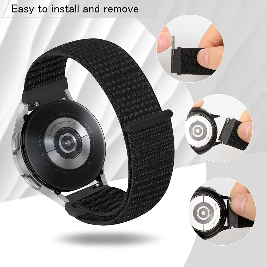 20mm 22mm Nylon Loop Strap For Garmin Forerunner 55 165 265 965 255 Active 5/Vivomove Trend/Vivoactive 5/Venu 3/2 Bracelet Belt