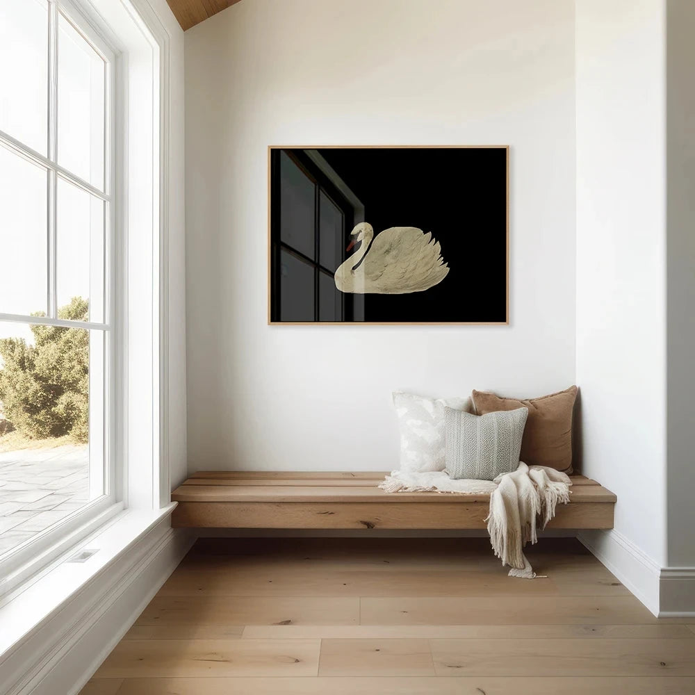 Black White Antique Swan Poster Print Canvas Painting Minimalist Vintage Wall Art Pictures for Living Room Home Decor