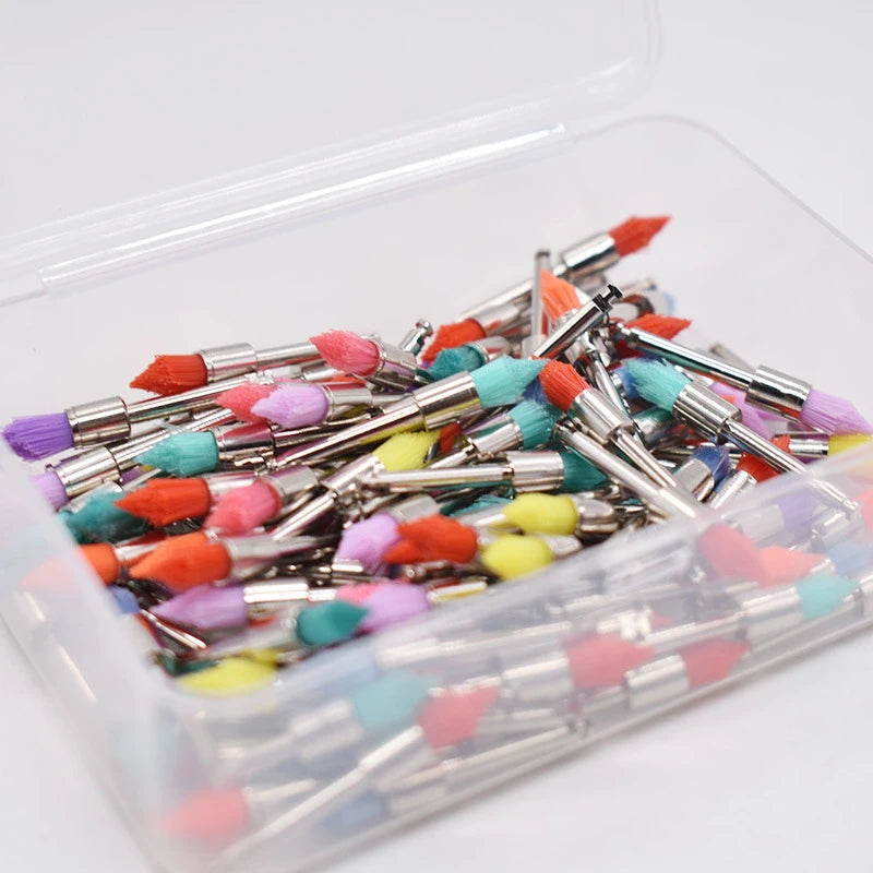100pcs/box Disposable Dental Polisher Nylon Bristle Care Head Brush Whitening Prophy Bruses Dentist Tools