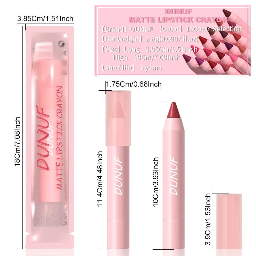 Waterproof Lip Liner & Lipstick Pencil – 18 Shades, Matte Long-Lasting