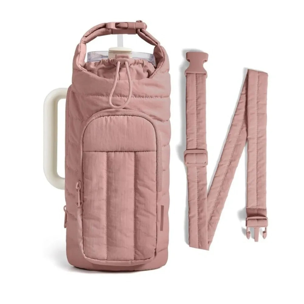 Stylish Water-resistant Water Bottle Holder Bag Large Capacity with Strap Insulating Cup Sleeve Portable Carrier Bag for Women