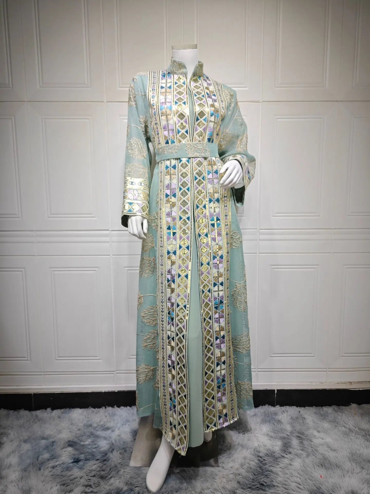 Elegant Abaya Kaftan 2-Piece Set – Eid & Ramadan Party Dress
