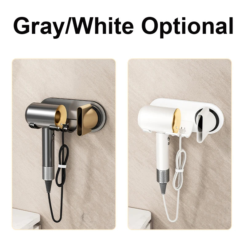 Hair Dryer Magnetic Holder Wall Bracket - No Drill Installation, Synthetic Plastic Holder for Dyson/Leihen/Kexi Gray/White