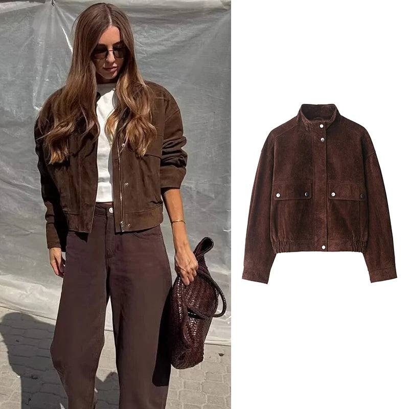 Women's Turtleneck Jacket with Big Pockets – Loose Warm Coat