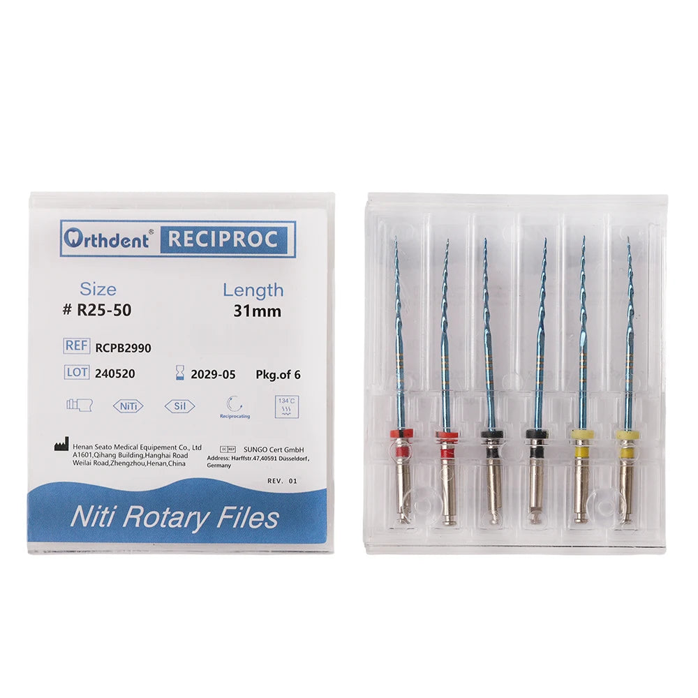 6Pcs/Box Orthdent Dental Reciprocating Blue Endodontic Files Only One Engine Use Heat Activated 21/25/31mm Dentistry Instrument