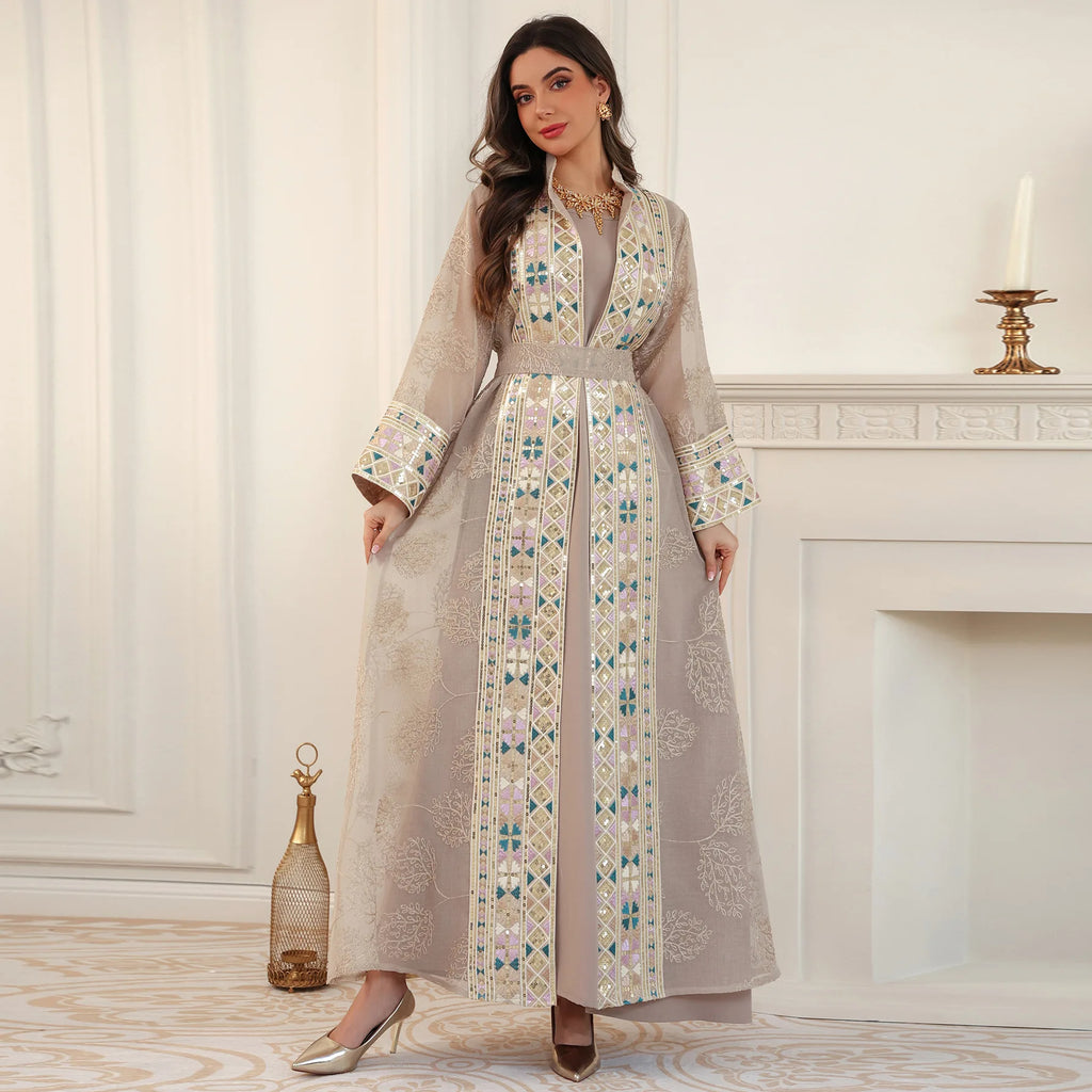 Elegant Abaya Kaftan 2-Piece Set – Eid & Ramadan Party Dress