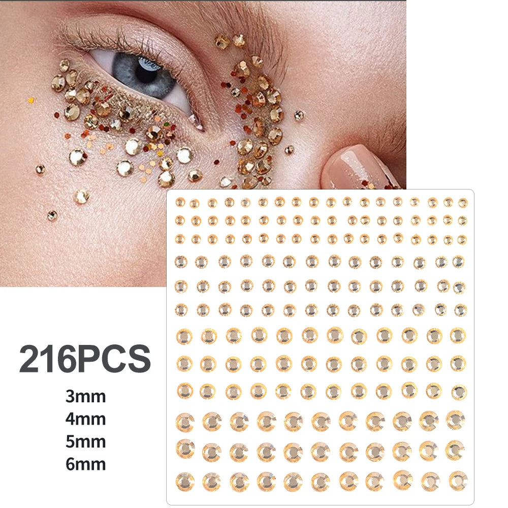 3D Rhinestone Face Tattoo Stickers For Festival Glitter Makeup Jewelry Sticker On Face Crystals Gems Jewels Diamonds Decoration