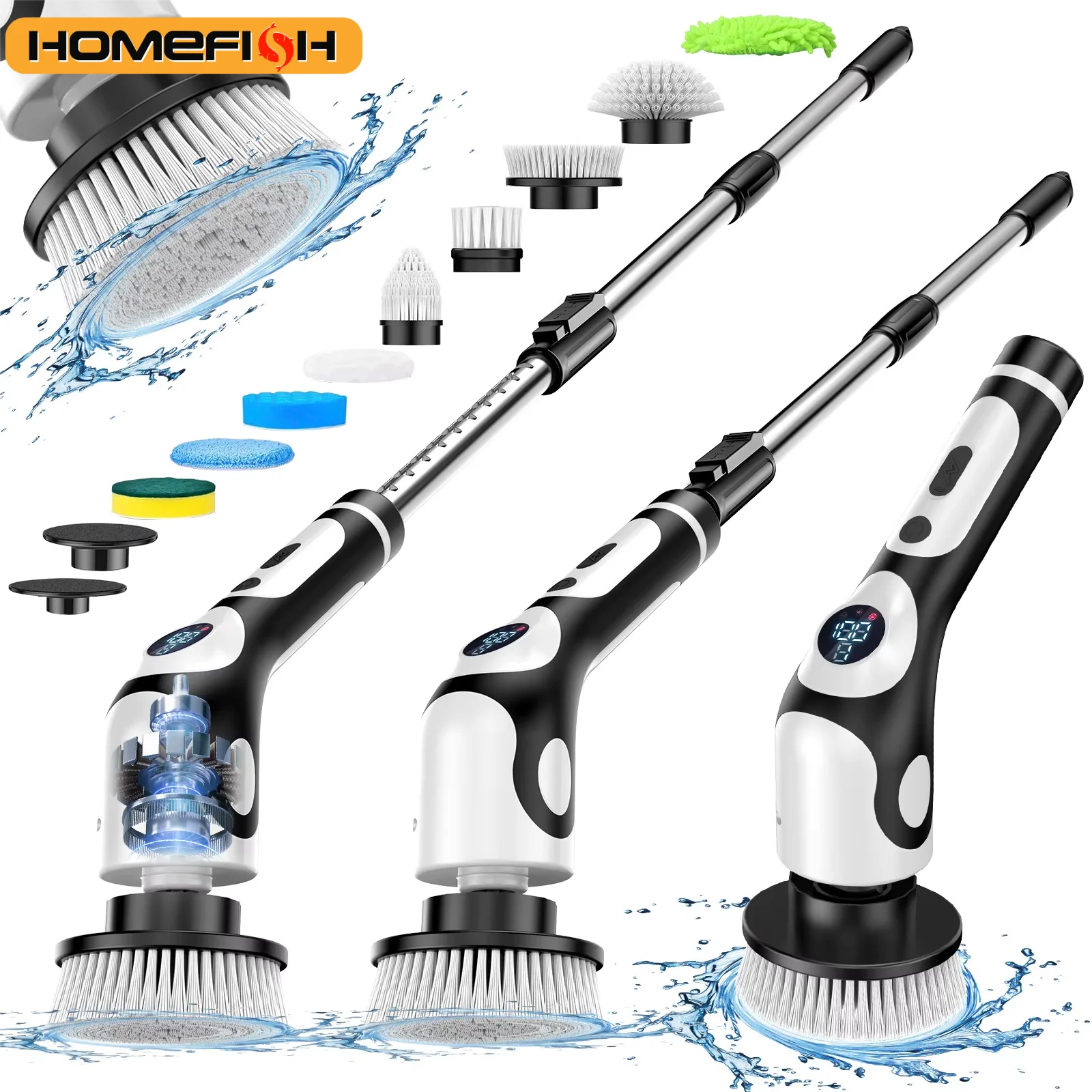 Smart Electric Rotary Cleaning Brush – Rechargeable with Voice Reminder & 2 Speed Modes