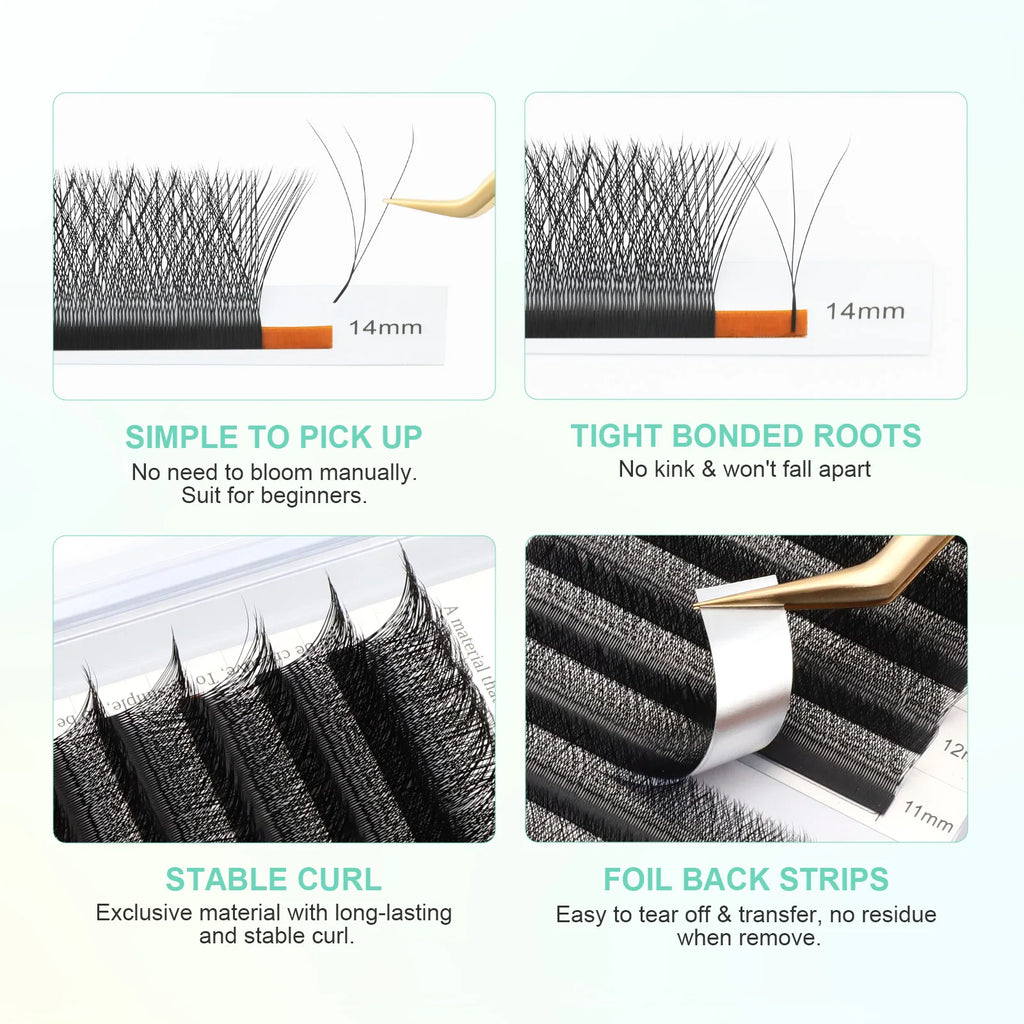 NAGARAKU Automatic Flowering 3D 4D 5D 6D 7D 8D W Shape All Size Premade Fans Eyelash Extensions Natural Soft Individual Lashes