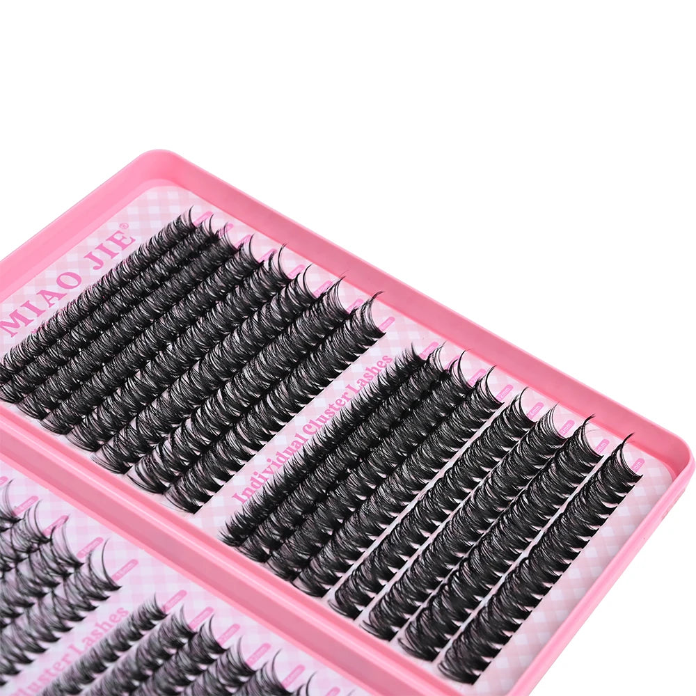 MIAOJIE DIY Lash Extension Kit 720pcs Lash Clusters Individual Eyelashes Kit with Lash Bond and Seal Wispy Natural Mange Lashes