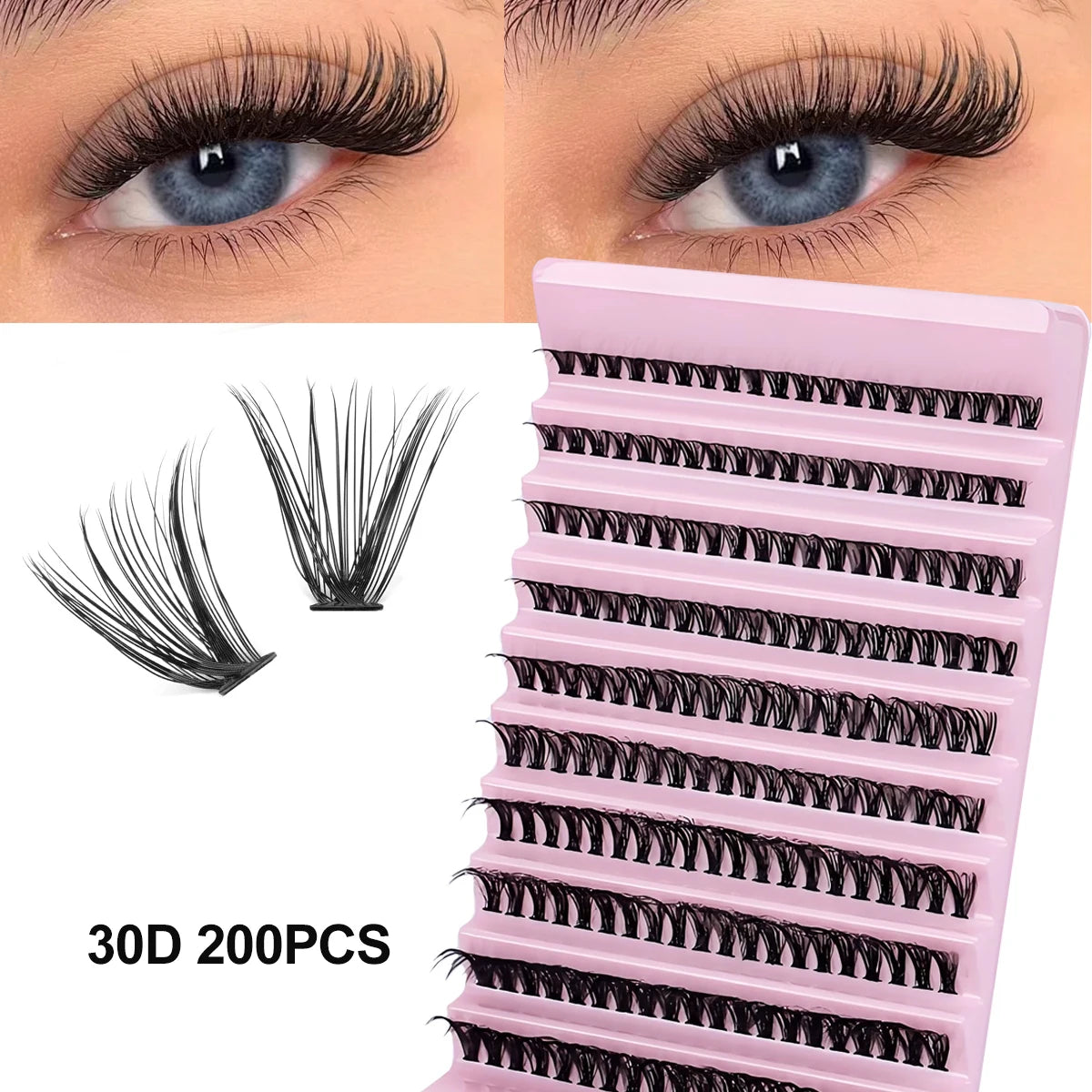 300/120PCS 5D Fluffy Cluster Lashes 30D-100D Natural Thick Eyelash Clusters Individual Lashes DIY Eyelashes Extension Makeup