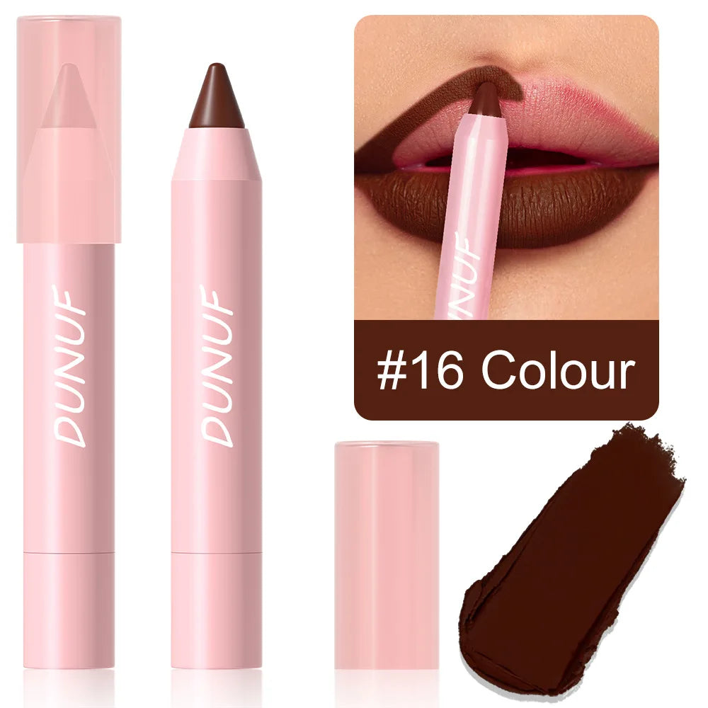 Waterproof Lip Liner & Lipstick Pencil – 18 Shades, Matte Long-Lasting
