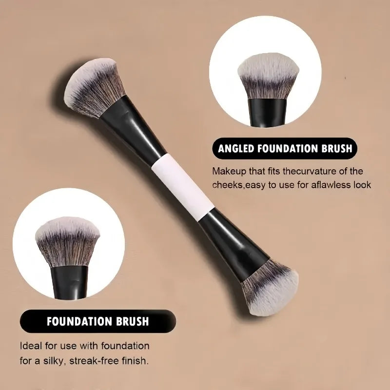 Double Head Makeup Brushes 2 In 1 Flat Angled Foundation Concealer Contour for Blending Loose Powder Liquid Cream Cosmetic Tools