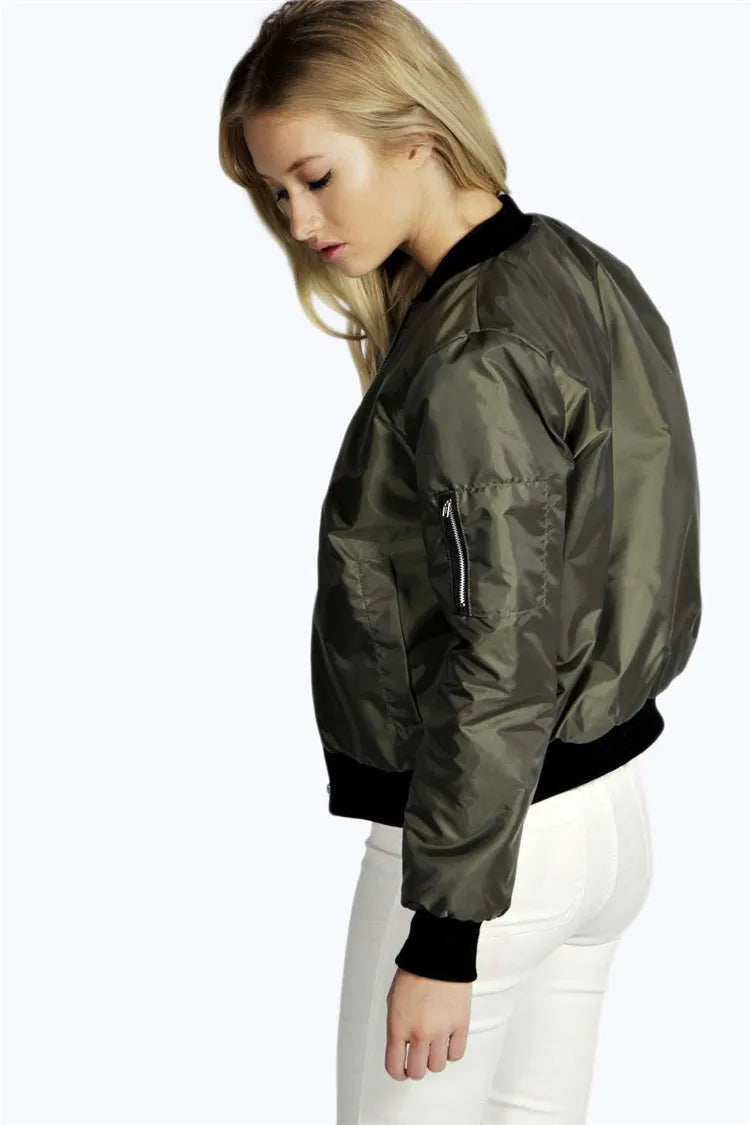 Women's Autumn Bomber Jacket – Slim Fit Zipper Coat