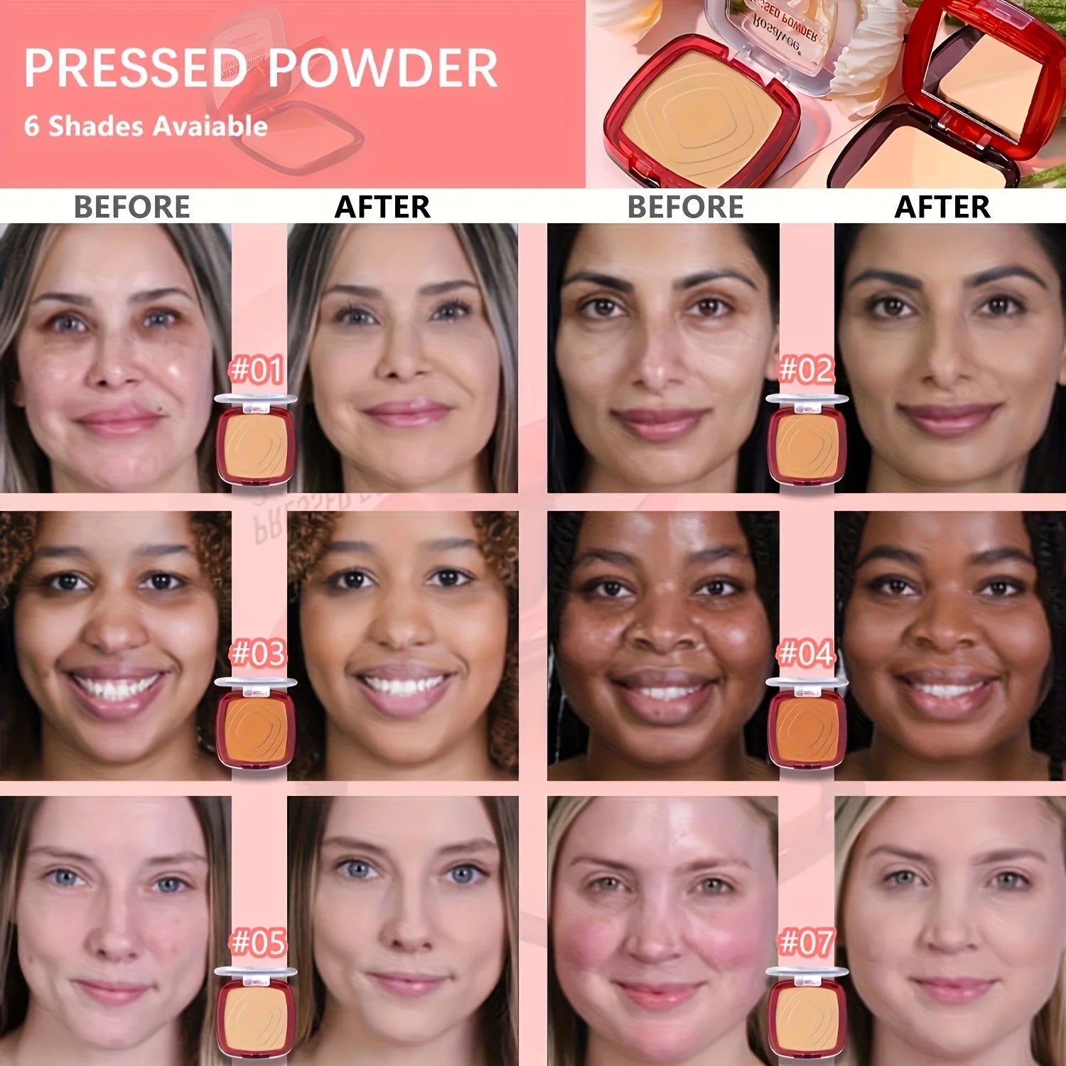Matte Pressed Powder Foundation – Full Coverage 24H Oil-Control