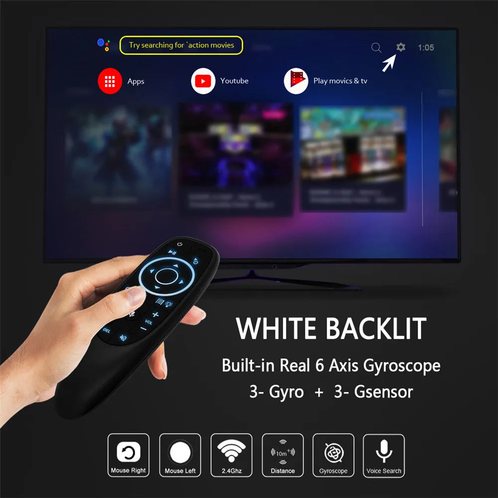 G10S PRO BT Voice Remote Control 2.4G With BT5.0 Wireless Air Mouse Gyroscope Smart Remote Backlit For PC Smart Android TV