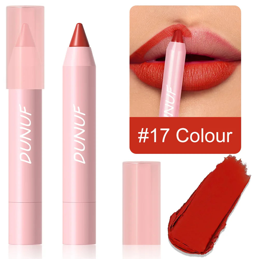 Waterproof Lip Liner & Lipstick Pencil – 18 Shades, Matte Long-Lasting