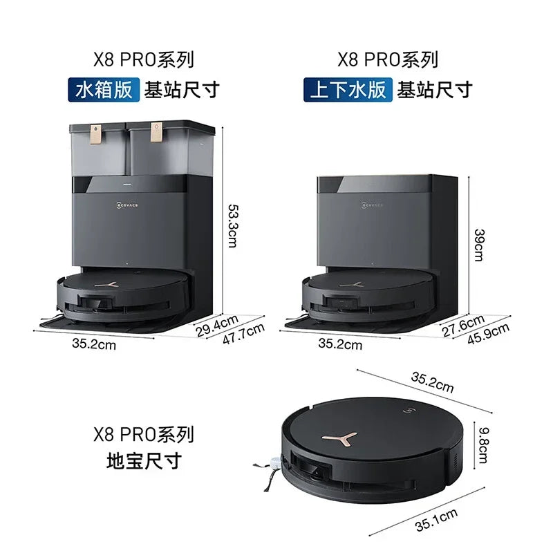 Ecovacs Deebot Vacuum Cleaner Robot X8 PRO PLUS AI Floor Scrubber Robot Self-cleaning Sweeping Machine Automatic Dust Collection