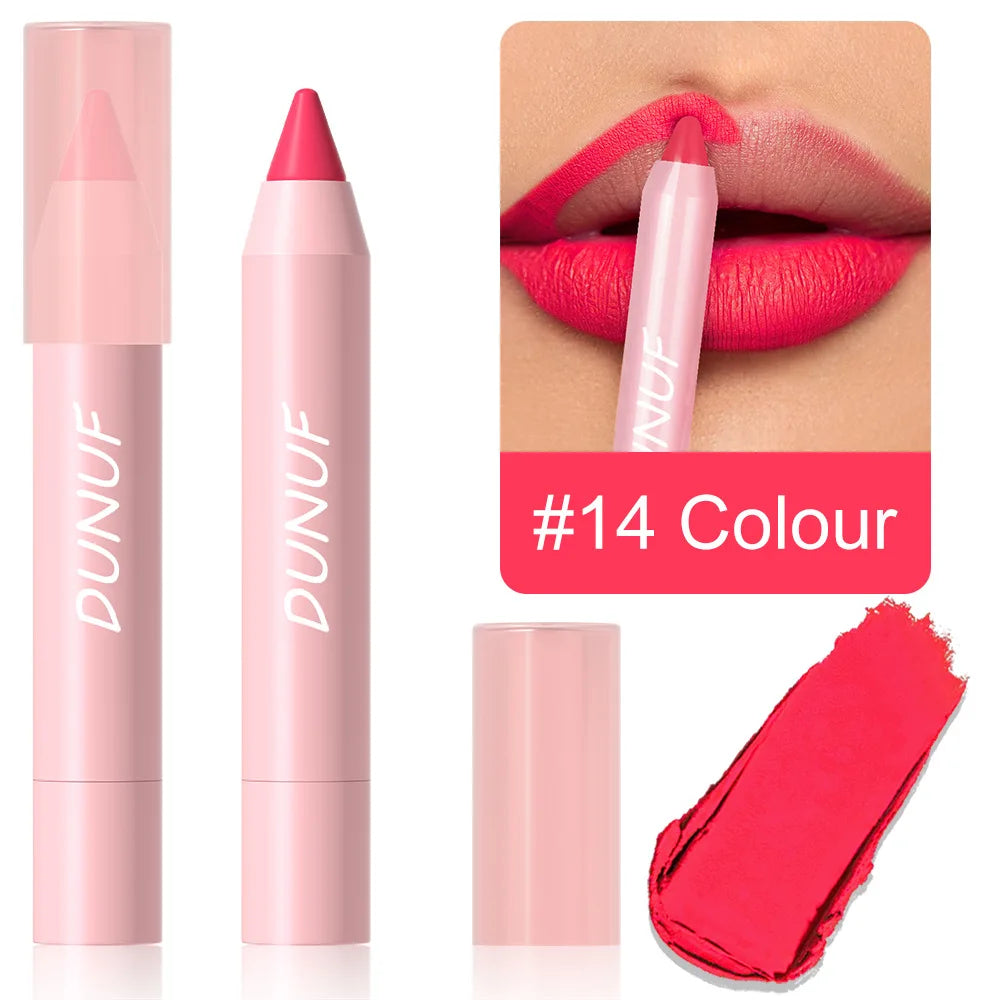 Waterproof Lip Liner & Lipstick Pencil – 18 Shades, Matte Long-Lasting