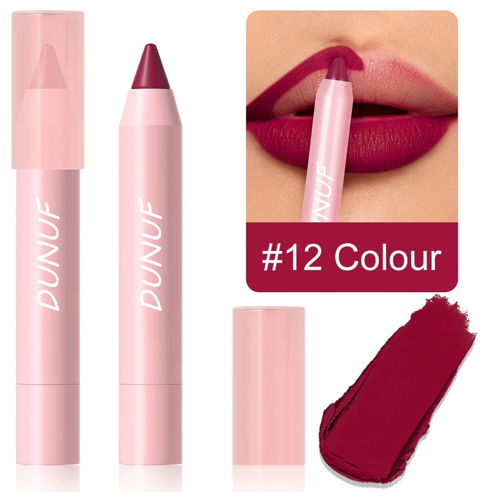 Waterproof Lip Liner & Lipstick Pencil – 18 Shades, Matte Long-Lasting
