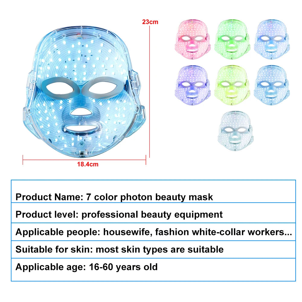 USB Charge 7 Colors Facial LED Mask LED Photon Therapy Beauty Mask Anti Aging Skin Rejuvenation Face Lifting Whitening Skin Care