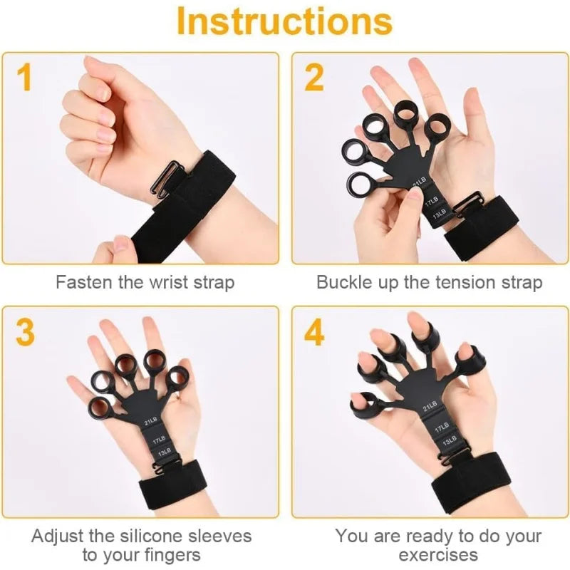 Finger exerciser, grip trainer, hand therapy, finger workout device, and hand strength trainer