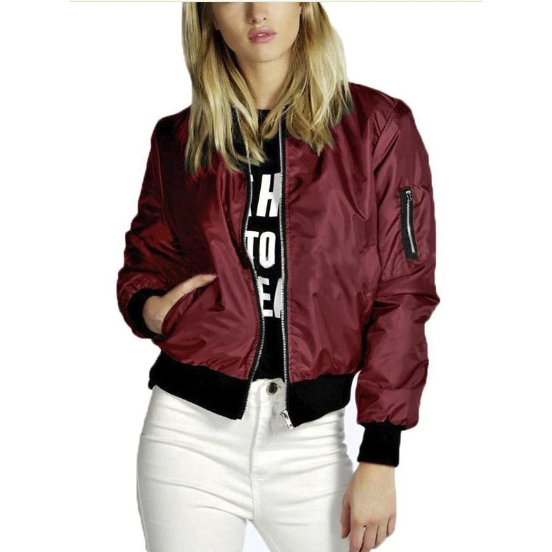 Women's Autumn Bomber Jacket – Slim Fit Zipper Coat