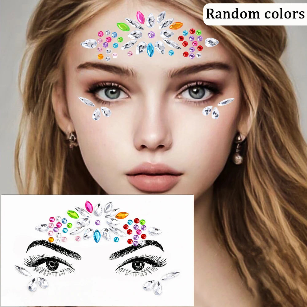 3D Rhinestone Face Tattoo Stickers For Festival Glitter Makeup Jewelry Sticker On Face Crystals Gems Jewels Diamonds Decoration