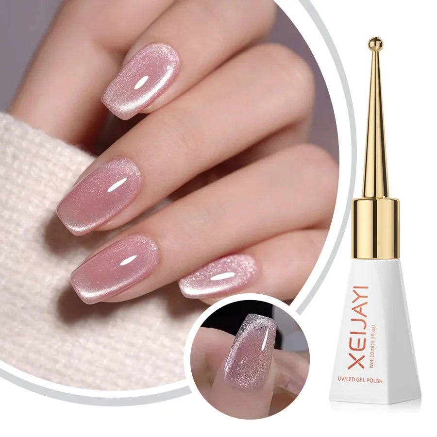 3pcs Pink Cat Eye Gel Nail Polish & Magnet Tools Set 1ja(0.34oz ) Magnetic Cats Eye Nail Gel UV Semi-permanent Varnish Nail Supp