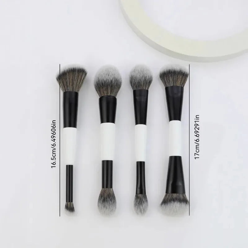 Double Head Makeup Brushes 2 In 1 Flat Angled Foundation Concealer Contour for Blending Loose Powder Liquid Cream Cosmetic Tools