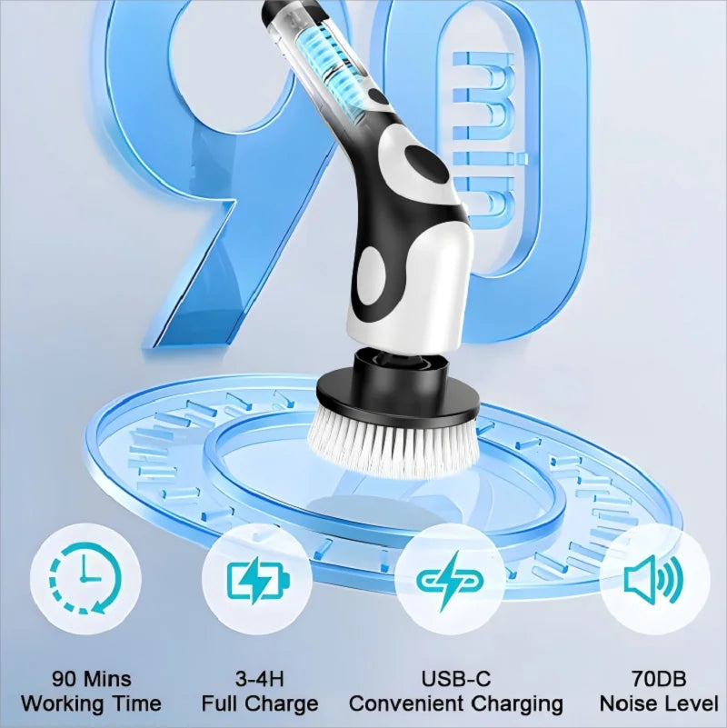 Smart Electric Rotary Cleaning Brush – Rechargeable with Voice Reminder & 2 Speed Modes