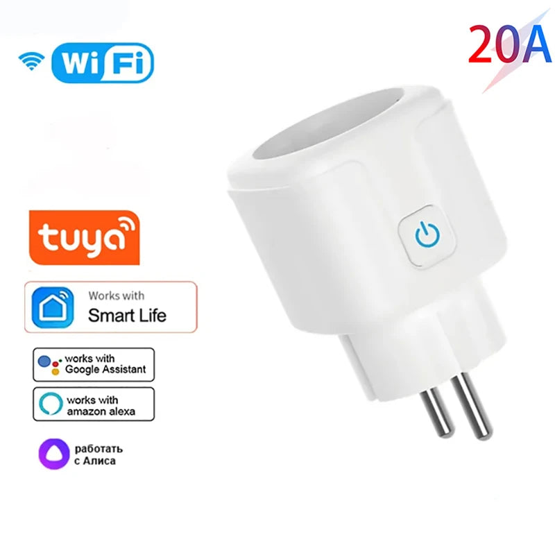 Smart Socket EU 20A Wifi Smart Plug  Power Monitoring Smart Home Voice Control Support Google Assistant Alexa Alice